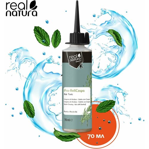 Real Natura / Тоник PRO-ANTICASPA для устранения перхоти и зуда, придания свежести и увлажнения кожи головы, 70 мл