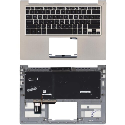 Клавиатура для ноутбука Asus ZenBook UX303U черная с подсветкой серый топкейс 4440₽