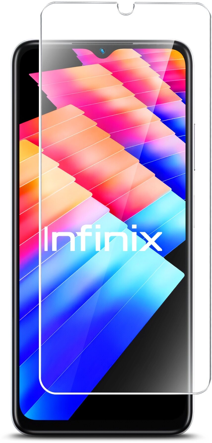 Защитное стекло для Infinix HOT 30i (Инфиникс ХОТ 30 ай) на Экран, (гибридное: пленка+стекловолокно), прозрачное тонкое Hybrid Glass, Miuko