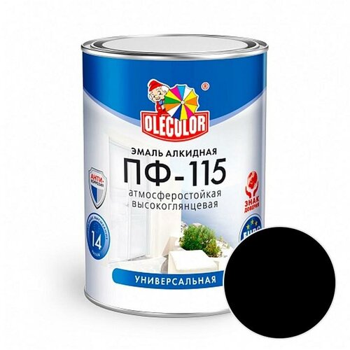 OLECOLOR Эмаль OLECOLOR ПФ-115 Черный 0,8 кг