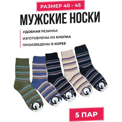 фото Носки мужские в полоску 5 пар, размер 40-45. комплект the noski