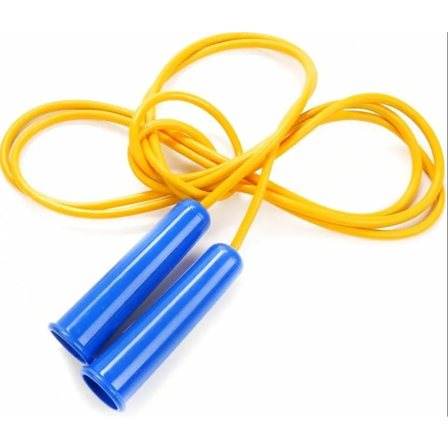 Скакалка детская спортивная гимнастическая длина 2,5 м, тренажер для фитнеса, цвет желтый