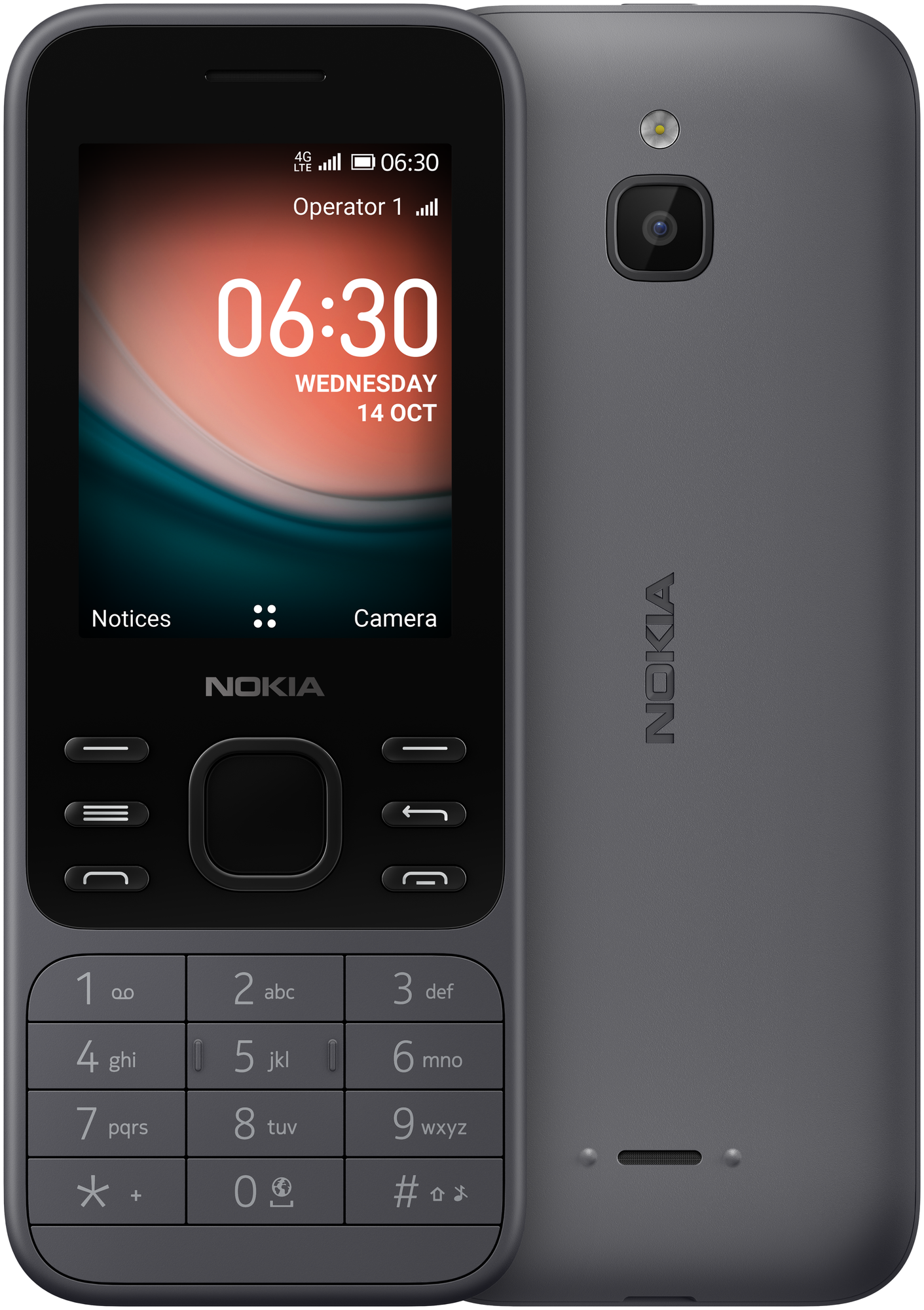 Телефон Nokia 6300 4G, Dual nano SIM, темно-серый