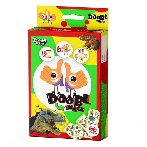 Danko Toys Карточная игра Doobl Image, развивающая память, обычные карты, динозавры