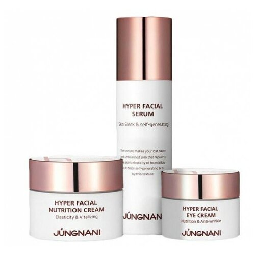 Набор уходовый с пептидами Jungnani Hyper Facial Nutrition Skin Care 3 Set набор для лица с пептидами jungnani hyper facial nutrition skinсare 3 сыворотка 45мл крем 50мл крем для кожи вокруг глаз 30мл