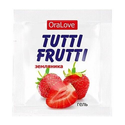 Пробник гель-смазки Tutti-frutti с земляничным вкусом - 4 гр. 0 0