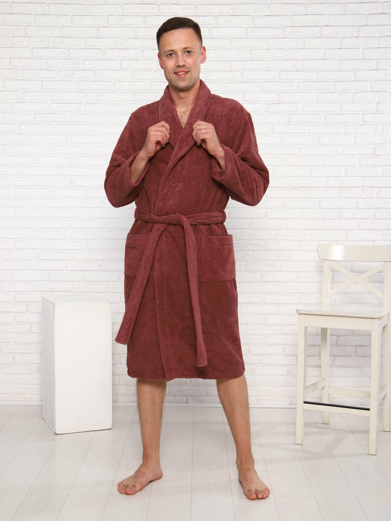 Халат мужской махровый, халат банный, домашний халат - фотография № 2