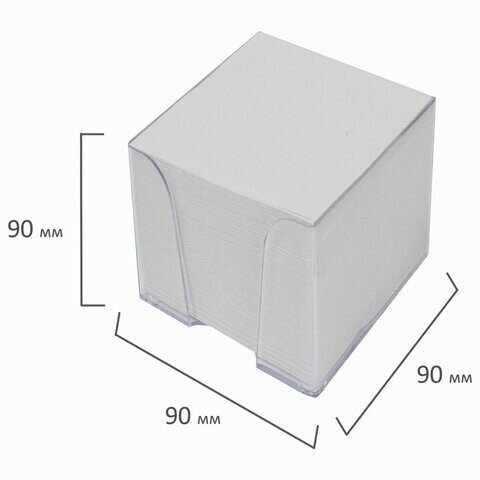 Блок для записей STAFF в подставке прозрачной, куб 9х9х9 см, белый, белизна 70-80%, 129202