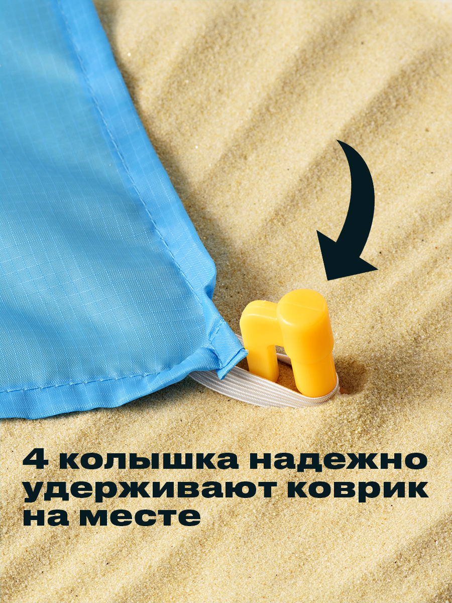 Пляжный коврик складной, Travel Friendly, Коврик для отдыха непромокаемый/ Коврик для пляжа, моря 200х210 см