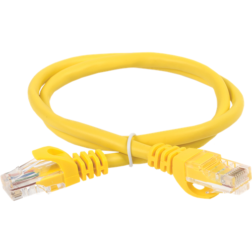 Коммутационный шнур, патч корд ITK кат. 5Е UTP LSZH 0,5 метра, цвет жёлтый, IEK PC05-C5EUL-05M (1 шт.)