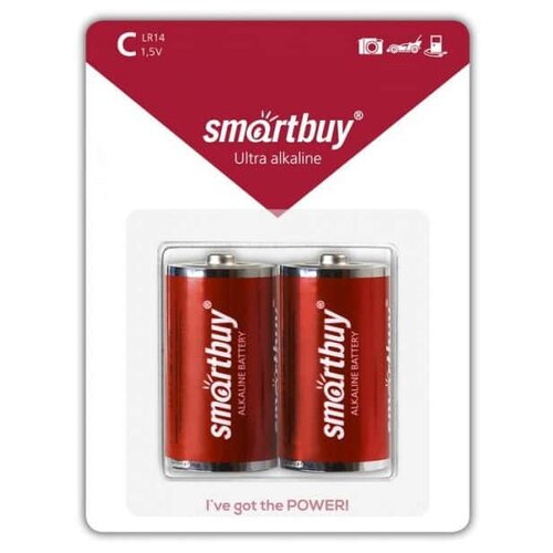 Батарейка SmartBuy Ultra Alkaline LR14, в упаковке: 2 шт. батарейка c smartbuy r14 sbbz c02b 2 штуки