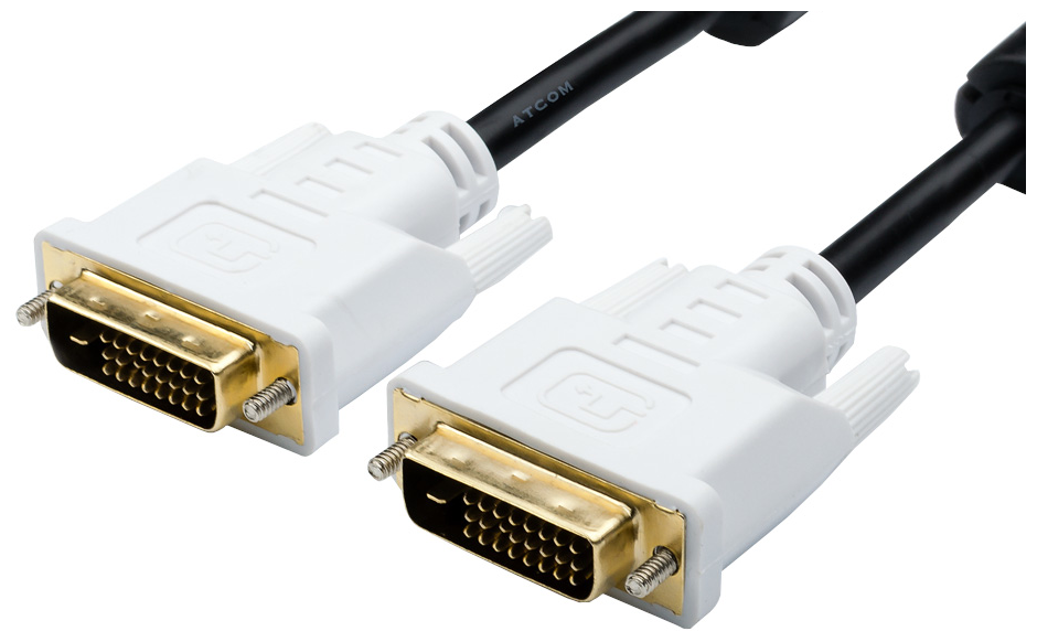 Кабель DVI 1.8 m ATCOM (DVI-D Dual link, 24 pin, 2 феррита, пакет)