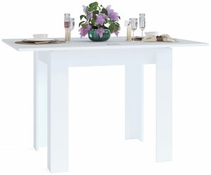 Стол обеденный раскладной ССО-1 белый, (ШхГхВ) сложен. 80х60х77 см, разлож. 120х80х76 см