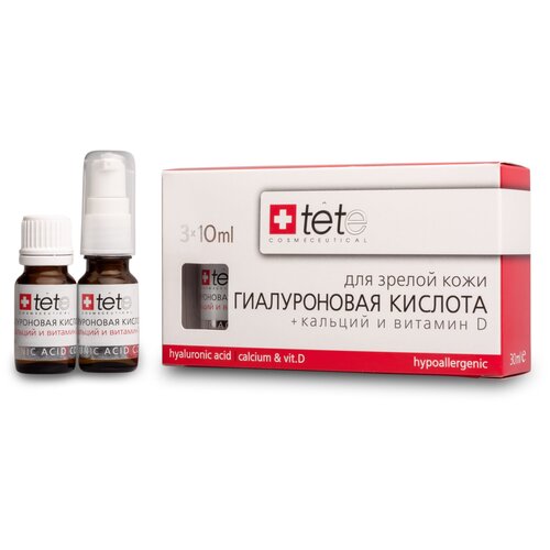 TETe Cosmeceutical Hyaluronic acid + Calcium & Vit.D средство для лица Гиалуроновая кислота с кальцием и витамином D, 10 мл, 3 шт. tete cosmeceutical гиалуроновая кислота с кальцием и витамином д 3 10 мл