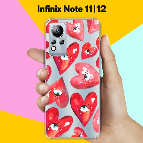 Силиконовый чехол на Infinix Note 11 / Infinix Note 12 Сердца / для Инфиникс Ноут 11 / Инфиникс Ноут 12 матовый силиконовый чехол на infinix note 11 инфиникс ноут 11 попа авокадо черный