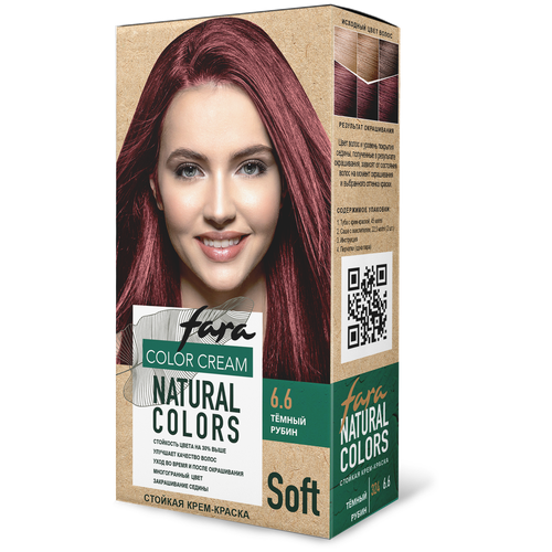 Стойкая крем-краска для волос Fara Natural Colors Soft тон 324 Темный рубин 6.6