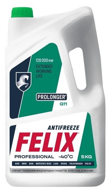 FELIX 430206232 Антифриз FELIX Professional -65°С, G11, Green, 5кг