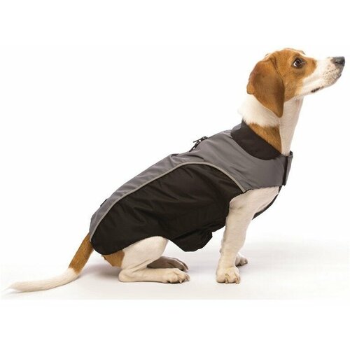 Dog Gone Smart Нано плащ-дождевик с флисовой подкладкой Nanobraker, цвет черно-серый, спинка 61 см