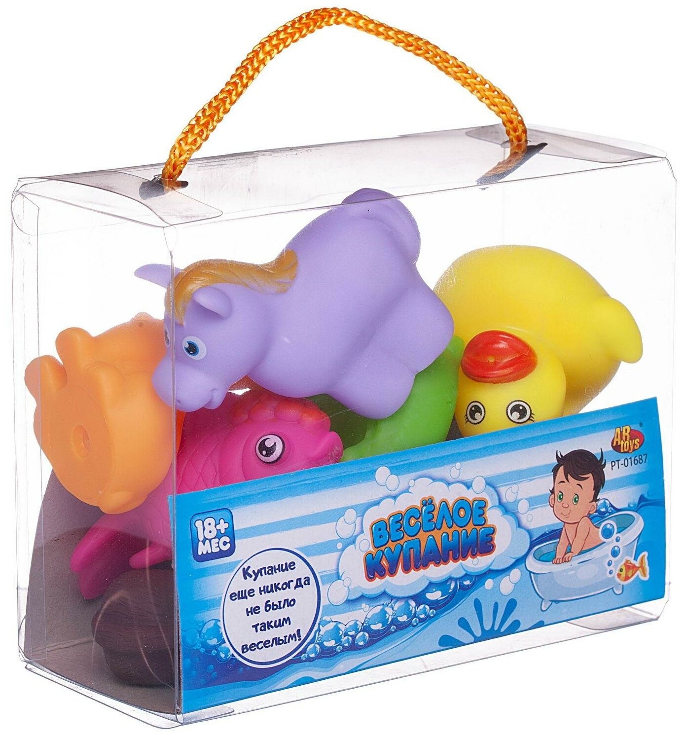 Набор резиновых игрушек для ванной Abtoys Веселое купание 8 предметов (набор 3), в сумке PT-01687