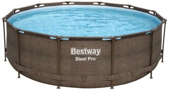 Бассейн каркасный Bestway Steel Pro 305 x 100 см, ротанг, круглый