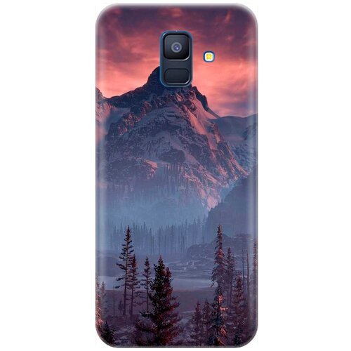 фото Re:pa накладка transparent для samsung galaxy a6 (2018) с принтом "лес, горы, зарево"