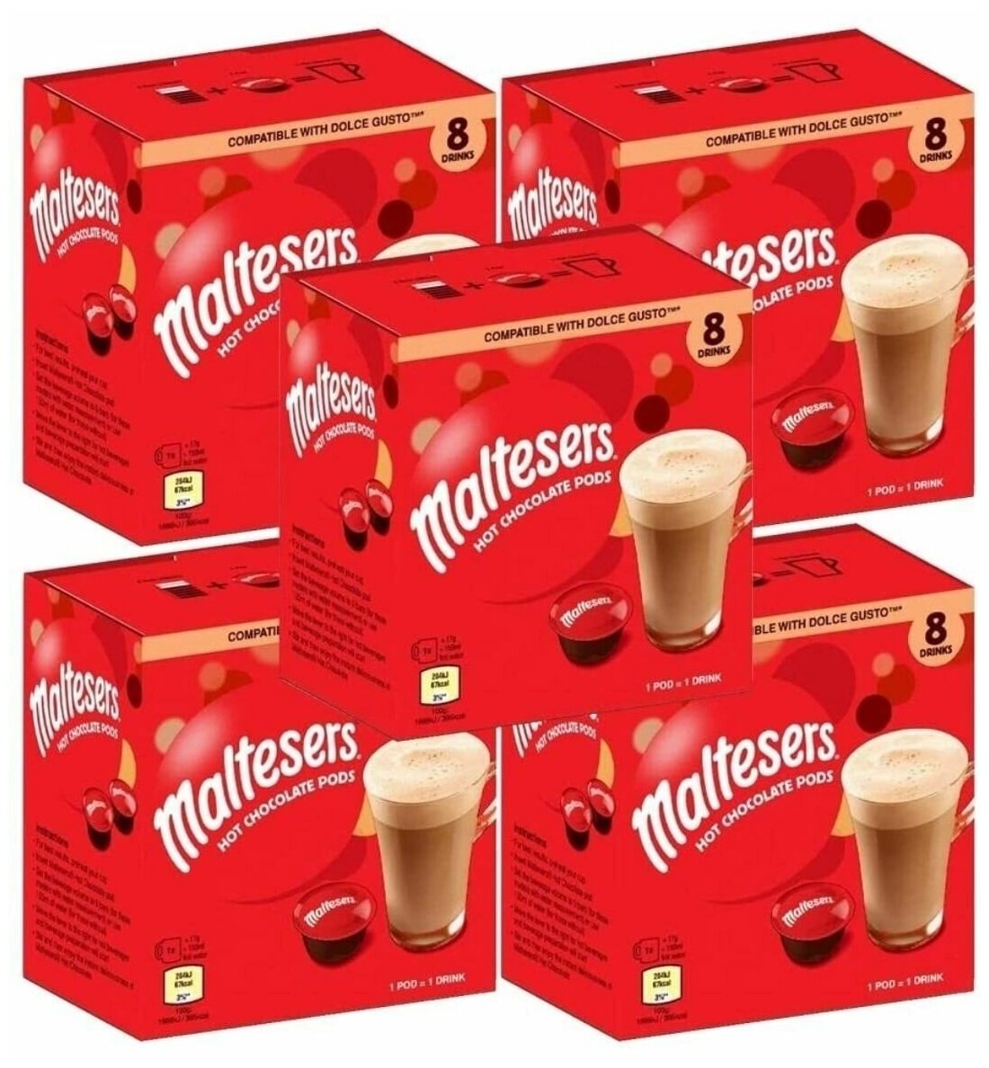 Горячий шоколад Maltesers в капсулах 17 гр, 8 шт Dolce Gusto - фотография № 3