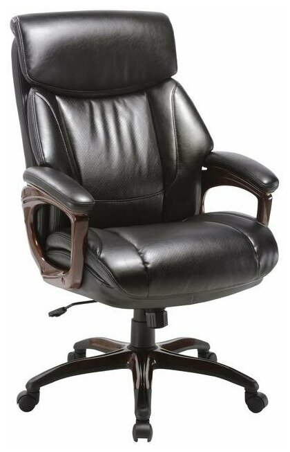 Кресло Easy Chair рециклированная кожа черная, орех