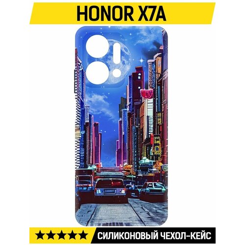 Чехол-накладка Krutoff Soft Case Ночной город для Honor X7a черный чехол накладка krutoff soft case ночной город для honor 9x lite черный