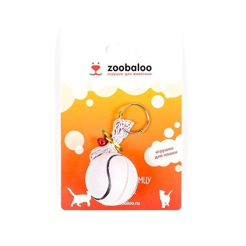 фото Zoobaloo игрушка для кошек футбольный мячик-погремушка на резинке 1 м (122), 0,100 кг
