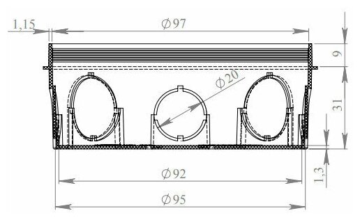 Коробка монтажная разветвительная 104х40 мм с крышкой для сплошных стен, IP 20 (5 штук) - фотография № 3