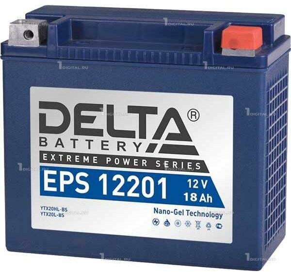 Аккумулятор DELTA EPS-12201 GEL для мототехники (12В, 18Ач / стартерный ток 260А) YTX20HL-BS, YTX20L-BS