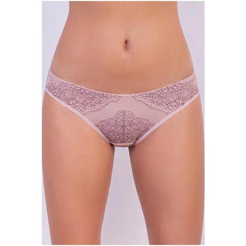 фото Milavitsa трусы слипы средней посадки с кружевом шарм, размер 90, нежная пудра