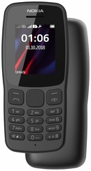 <b>Телефон</b> Nokia 106 (2018) <span>диагональ экрана: 1.80", емкость <b>аккумулятора</b>: 800 мА⋅ч, разрешение экрана: 160x128</span>