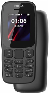 Сотовый телефон Nokia 106 2018, 2 SIM-карты, темно-серый. — купить в интернет-магазине по низкой цене на Яндекс Маркете