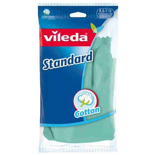 фото Перчатки vileda standard, 1 пара, размер s, цвет зеленый