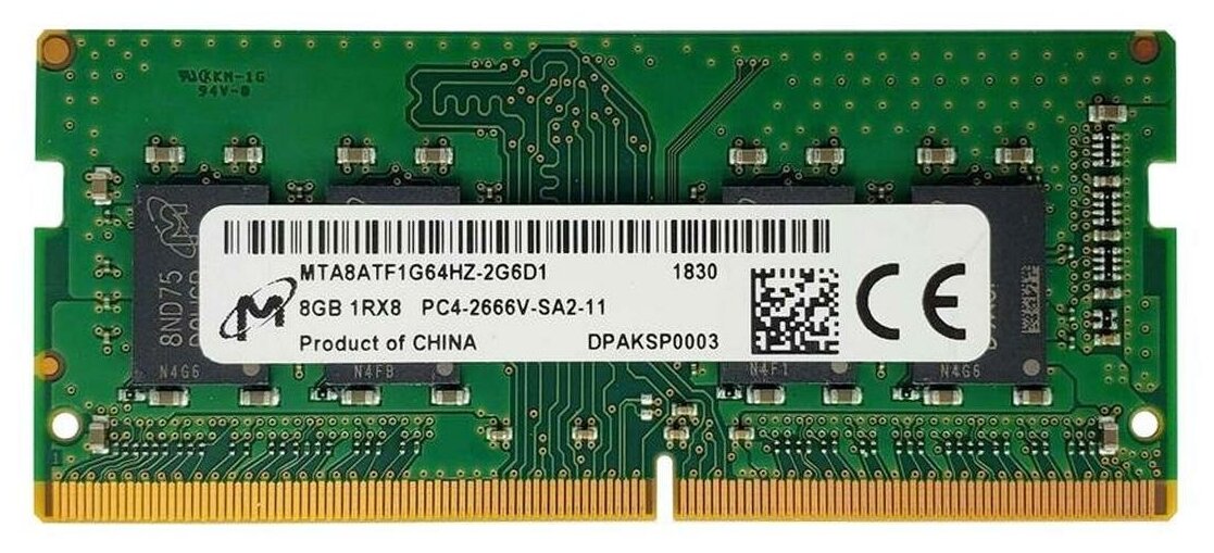 Оперативная память DDR4 8Gb 2666 Mhz Micron MTA8ATF1G64HZ-2G6H1 PC4-2666V для ноутбука