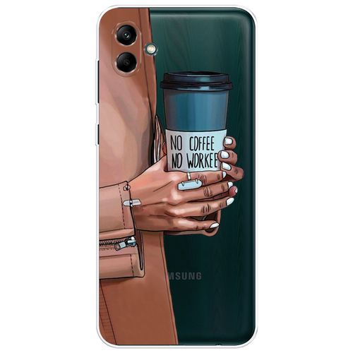 Силиконовый чехол на Samsung Galaxy A04 / Самсунг Галакси A04 No coffee, прозрачный силиконовый чехол на samsung galaxy a04 самсунг галакси a04 пальмовые ветви арт прозрачный