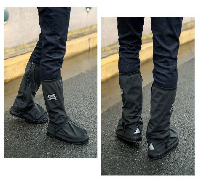 Чехлы дождевики (бахилы многоразовые) для защиты обуви, дождевые мотобахилы размер M, цвет черный