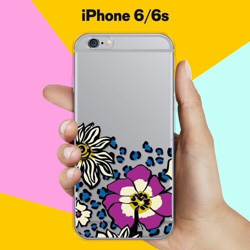 Силиконовый чехол Цветы с узором на Apple iPhone 6/iPhone 6S силиконовый чехол на apple iphone 6s plus 6 plus эпл айфон 6 плюс 6с плюс с рисунком цветы серени