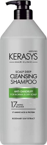 KeraSys шампунь For Scalp Care Deep Cleansing Anti-Dandruff Лечение кожи головы Освежающий для сухой, чувствительной и нормальной кожи головы, 400 мл