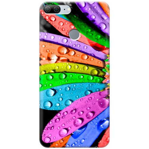 фото Ультратонкий силиконовый чехол-накладка для honor 9 lite с принтом "разноцветные листья в каплях" gosso