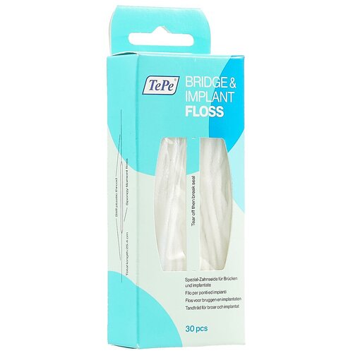 Межзубная нить TePe Bridge &Implant Floss, 30 шт