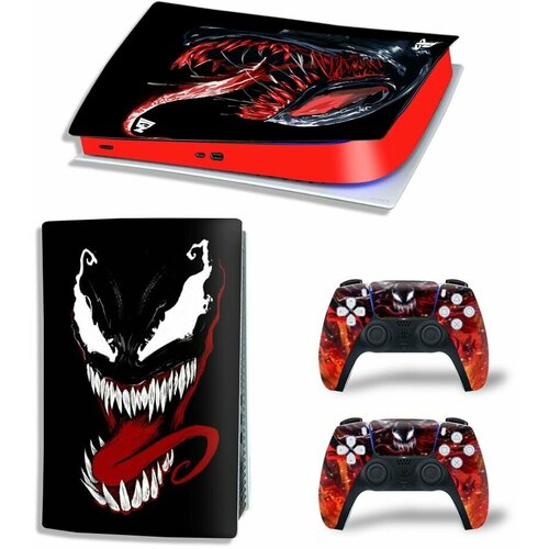 Набор наклеек Venom Red на игровую консоль Sony PlayStation 5 Disc Edition защитная защитная плёнка набор наклеек assassin s creed odyssey на игровую консоль sony playstation 5 digital edition