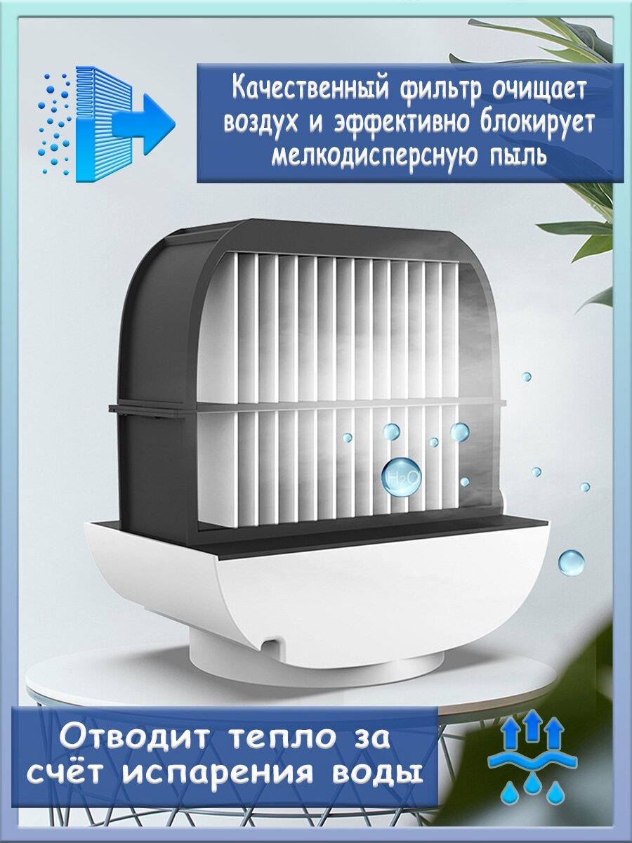 Мини-кондиционер "Air Cooler" с функцией очистки воздуха, USB-вентилятор настольный, увлажнитель - фотография № 4