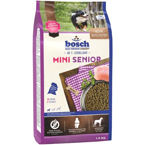 Сухой корм для пожилых собак Bosch Senior, домашняя птица 1 уп. х 1 шт. х 1 кг (для мелких пород)