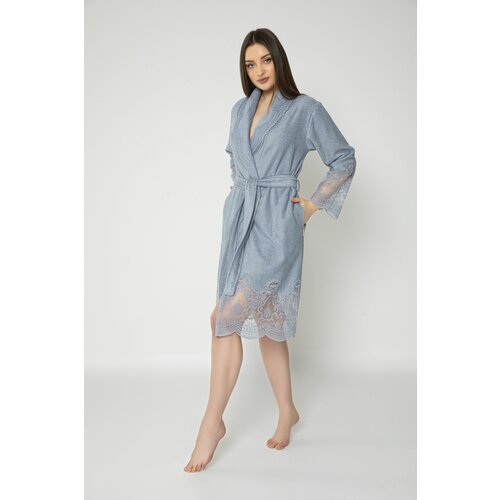 фото Халат nusa, длинный рукав, размер 2xl, фиолетовый