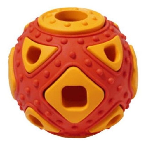 фото "homepet silver series ф 6,4 см х 5,9 см игрушка для собак мяч фигурный красно-оранжевый каучук "