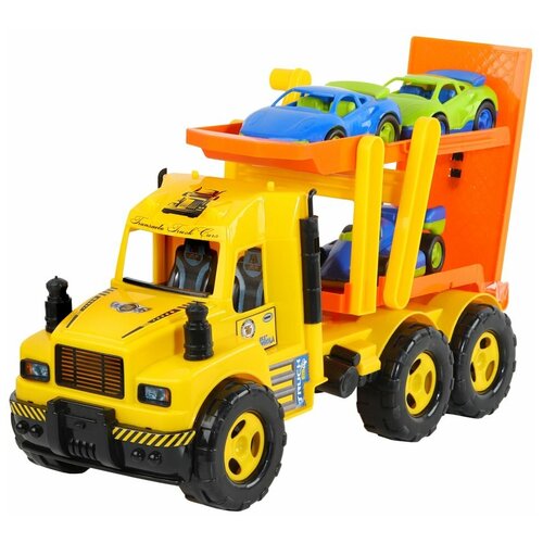 Купить Машинка детская Автовоз ТМ Компания друзей , 3 машинки, оранжевый 34х21х55 см, Компания Друзей, желтый, пластик