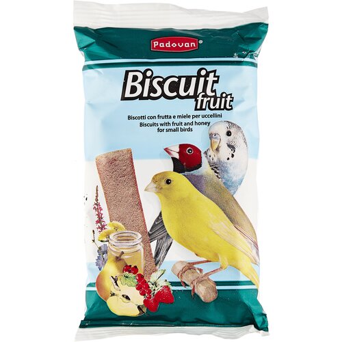 Лакомство для птиц Padovan Biscuit Fruit с фруктами и яйцом , 30 г , 5 шт. в уп. корм для грызунов padovan biscuit carrot бисквиты с морковью 30г