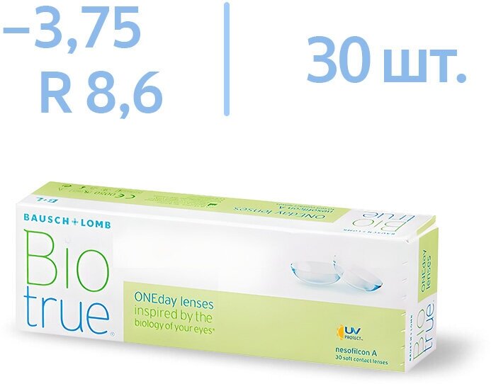 Контактные линзы Bausch & Lomb Biotrue ONEday, 30 шт., R 8,6, D -3,75